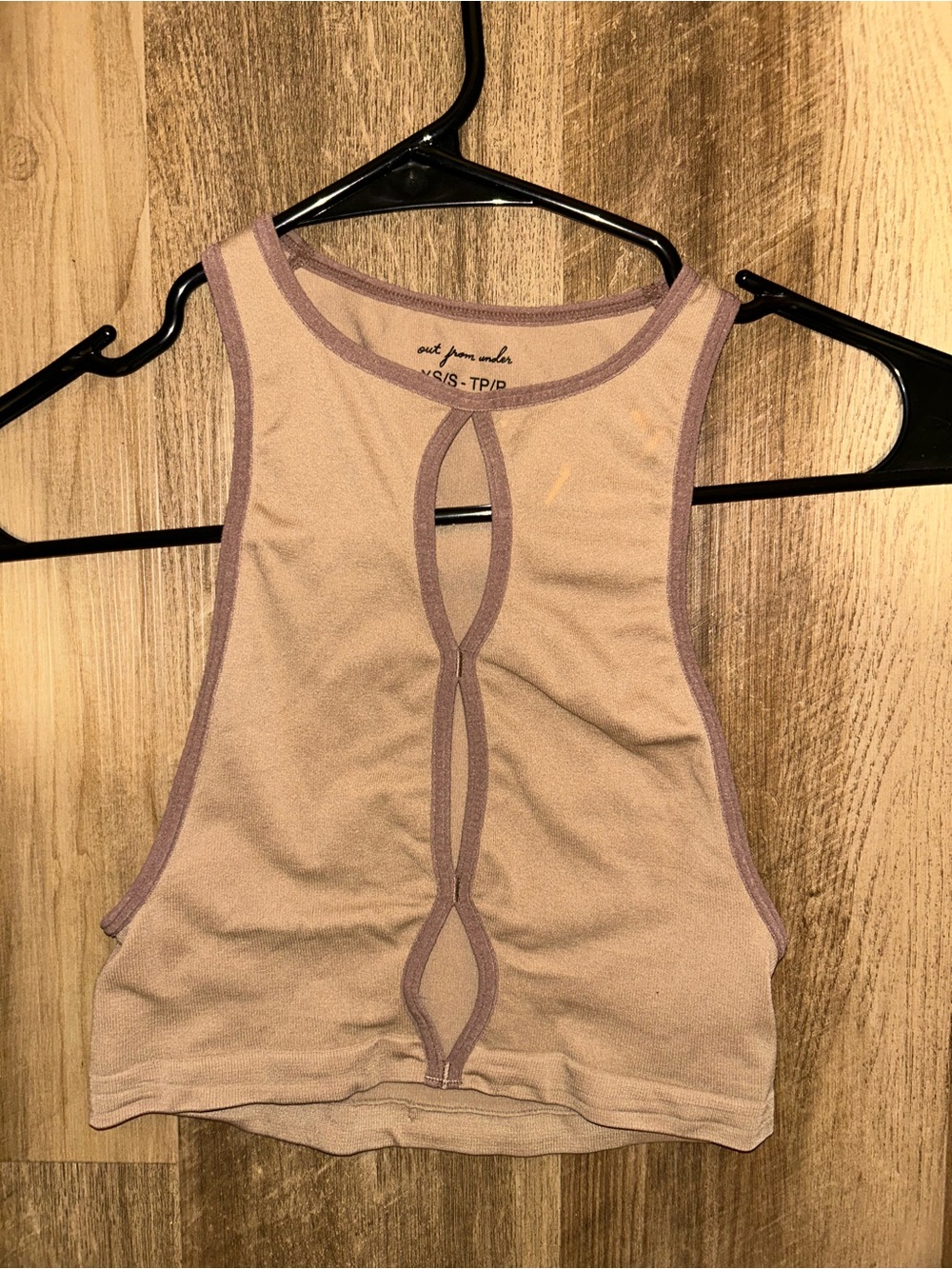 Urban Outfitters Dusty Mauve Cutout Ribbed Crop Top